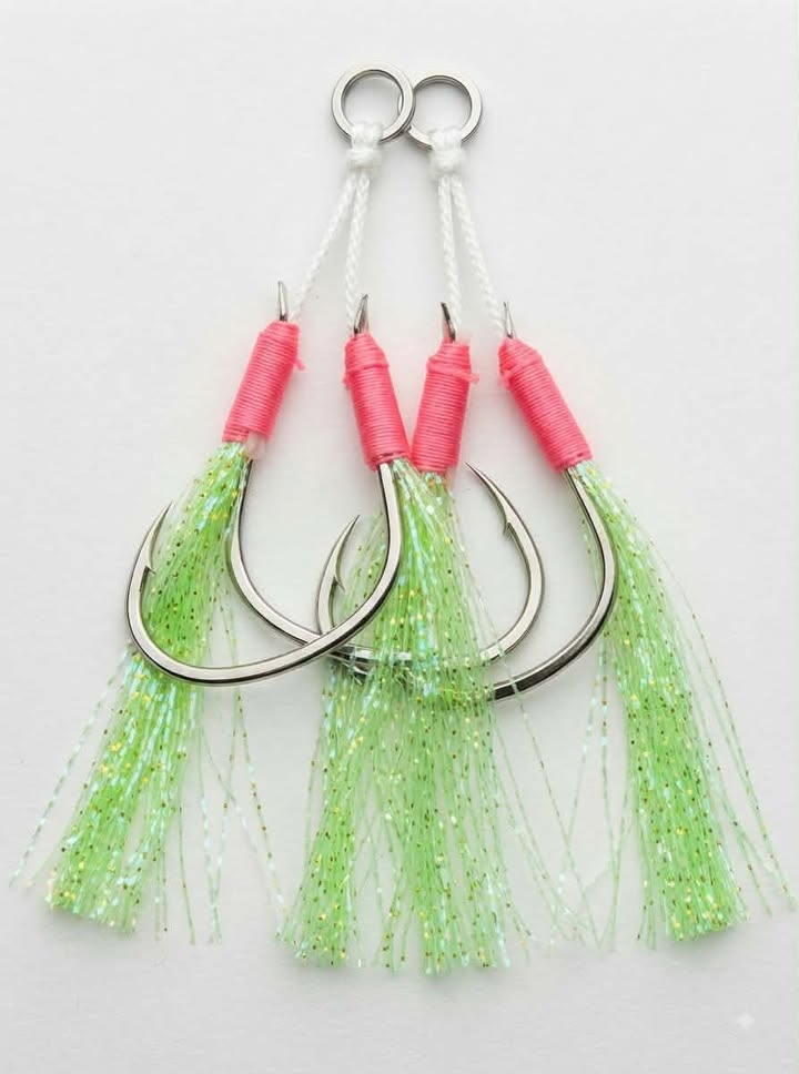 LOT D'ASSISTE DOUBLE HOOK 3/0 PHOSPHORESCENT